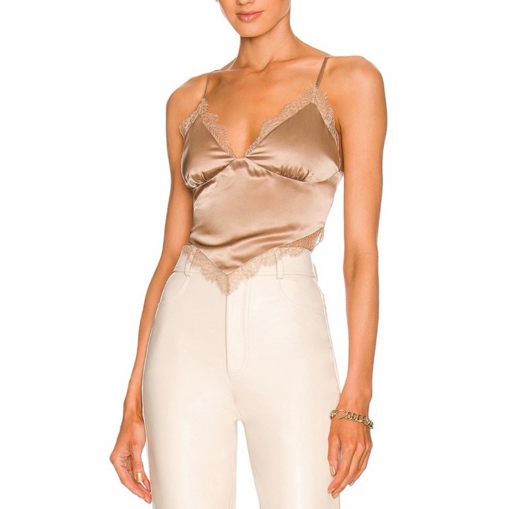 Cami NYC Satin Lace-Trim Cami in Taupe